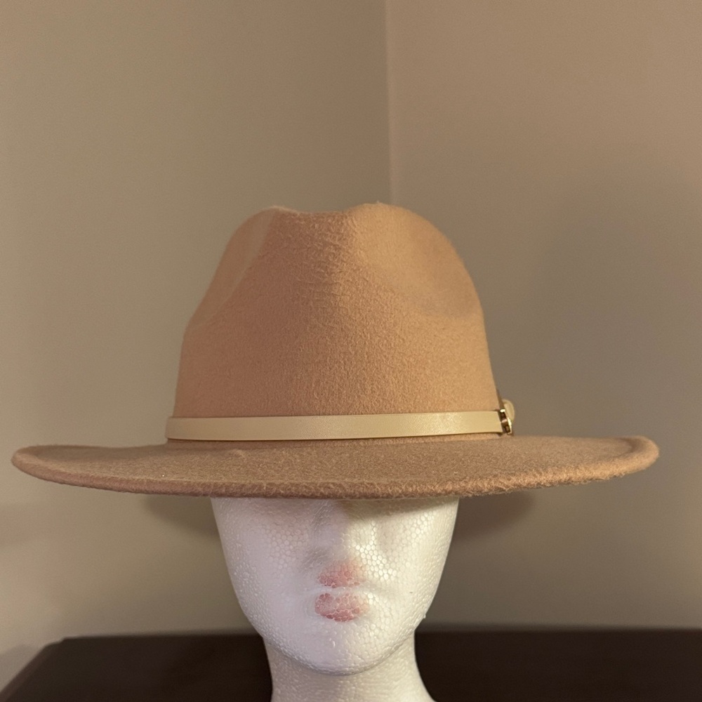 Fedora Hat Tan with Cream Band - Adjustable